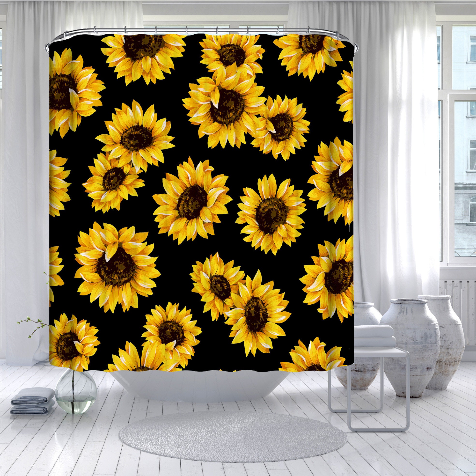 Basketball Sketch Shower Curtain - Black And White Bathroom Curtain With Sporty Design - Image 4