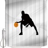 Basketball Slam Dunk Image Of Actions Player Silhouette Waterproof Shower Curtain For Bathroom Showers And Bathtubs