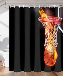 Basketball Slam Dunk Shower Curtain for Sports-Themed Bathroom Decor 