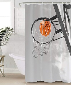 Basketball Slam Dunk Sport Shower Curtain for Athletes and Sports Fans