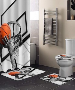 Basketball Slam Dunk Sports Grey Bathroom Shower Curtain Ideas