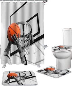 Basketball Slam Dunk Sports Grey Bathroom Shower Curtain Ideas