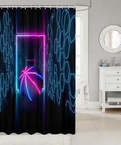 Basketball Space Honeycomb Geometric Shower Curtain, Modern Sports Bathroom Decor