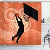 Basketball Splash Style Print Orange Fabric Shower Curtain