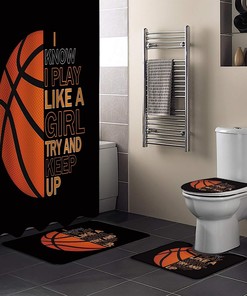 Basketball Sport Black Background Bathroom Unique Shower Curtain