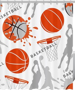 Basketball Sports Shower Curtain For Bathroom Decor