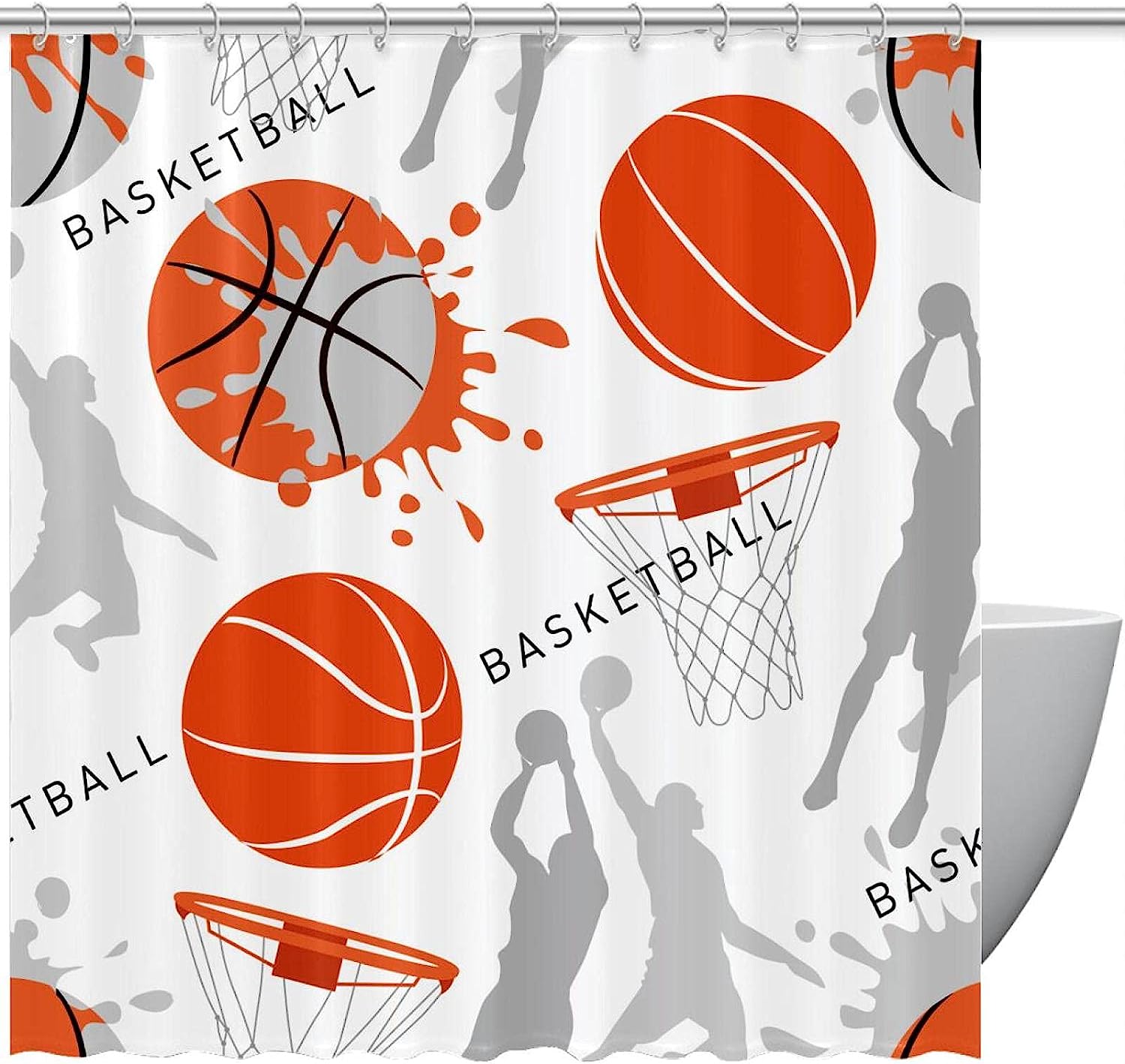 Basketball Sports Shower Curtain For Bathroom Decor