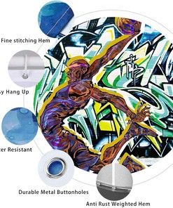 Basketball Theme Shower Curtain With Athlete Slam Dunking Basketball Hippie Funny Birthday Gift Bathroom Curtains
