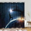 Basketball Theme Shower Curtain for The Competition on The Field Bath with Deep Space Dunk Prints