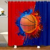 Basketball Tie Dye Print Shower Curtain- Splashed Hip Hop Graffiti Fabric For Kids Boys Bathroom Decor