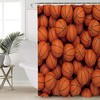 Basketballs Print Shower Curtain for Sports Bathroom Decor
