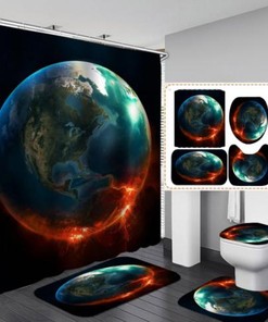 Bath Mats And Shower Curtain Set With Sun Design - Brighten Up Your Bathroom
