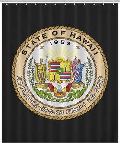 Bath Shower Curtain With Coat Of Arms Of Hawaii - Waterproof Fabrics