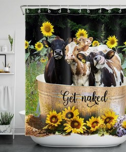 Bathe Cow Sunflower Shower Curtain Rustic Farmhouse Bathroom Accessories