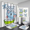 Bathing Elephant Baby Shower Curtain With Waterproof Child Lid Design, Cute Bathroom Decor