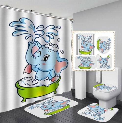 Bathing Elephant Baby Shower Curtain With Waterproof Child Lid Design, Cute Bathroom Decor