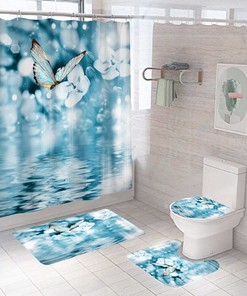 Bathroom Accessories Sets With Butterfly Shower Curtains - Great For Complete Bathroom Decor