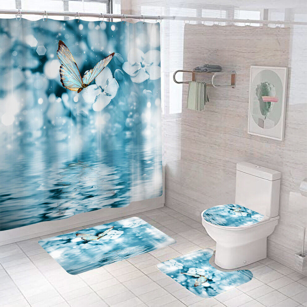 Bathroom Accessories Sets With Butterfly Shower Curtains - Great For Complete Bathroom Decor