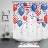 Bathroom Accessories with Blue Star Flag Balloon Independence Day Shower Curtain 