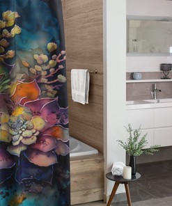 Bathroom Art Shower Curtain with Succulents Design