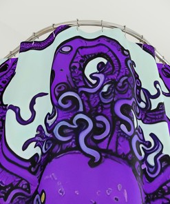 Bathroom Curtain with Purple Octopus AI Art Design Outer Space Print
