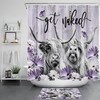 Bathroom Dcor with Retro Wood and Purple Floral Highland Cow Shower Curtain