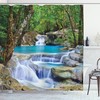 Bathroom Shower Curtain featuring Image of Asian Waterfall by Rocks in Forest Secret Paradise 