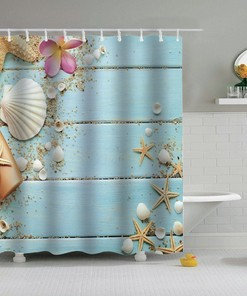 Bathroom Textiles Beach Shells Shower Curtain With Ocean Lover Theme