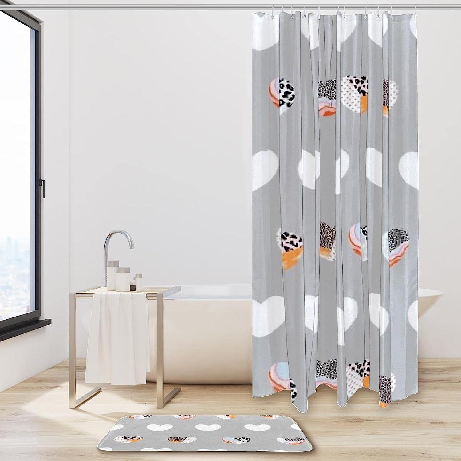 Bathroom Tub Set With Unique Color And Print Shower Curtain For A Stylish Bath - Image 2