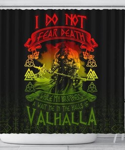Bathroom/Laundry Shower Curtain with Warrior Valhalla Norse Vikings Pattern, 3D Print Waterproof, Best Gift Choice