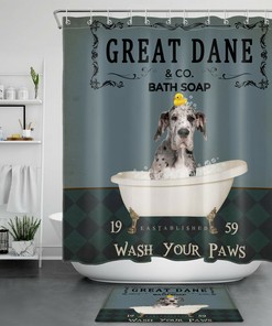 Bathtub Bubble Funny Pet Dog Great Dane Shower Curtain Bathroom Accessory