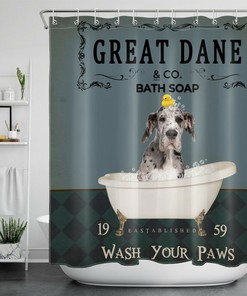 Bathtub Bubble Funny Pet Dog Great Dane Shower Curtain Bathroom Accessory