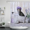 Bathtub Lavender Rustic Style Shower Curtain With Cute Cat - Funny Humor For Bathroom Decor