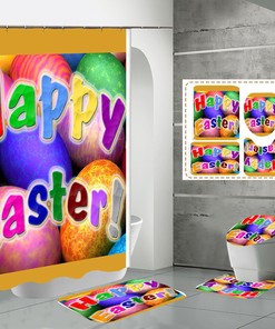 Bathtub Ready Easter Eggs With Vintage Shower Curtains Print Waterproof Shower Curtain