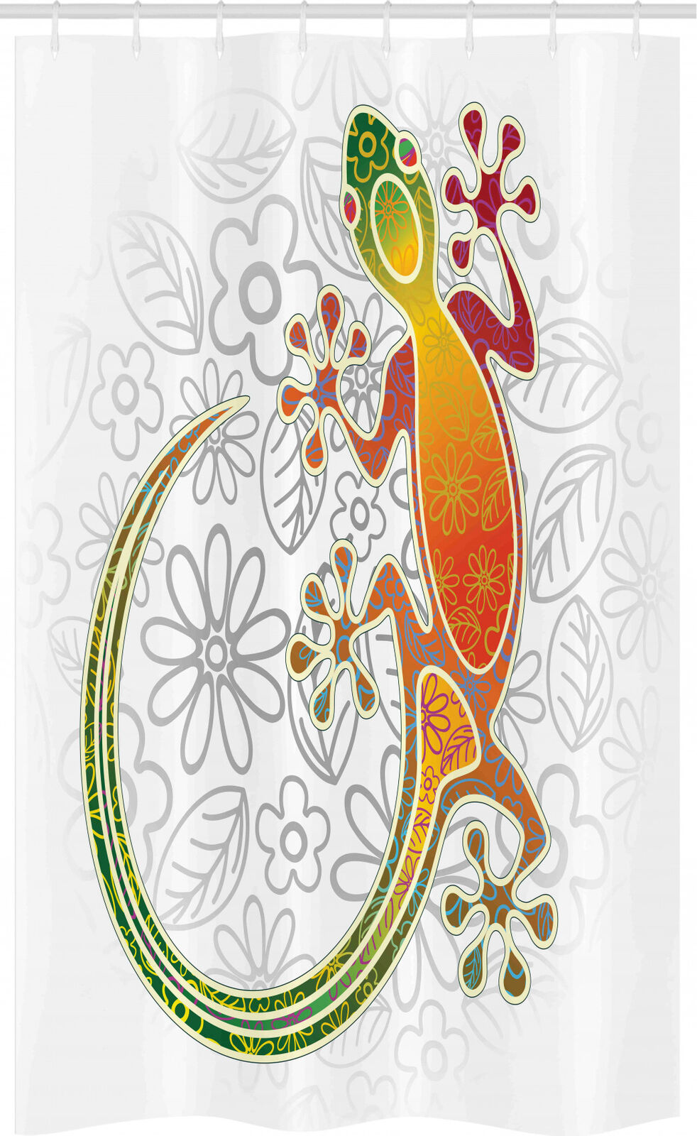 Batik Shower Curtain Stall For Bathroom With Frog Flowers Art Design