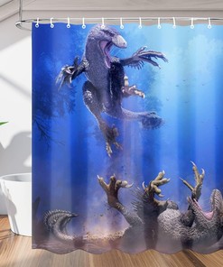 Battle Dragon Print Shower Curtain Fantasy Creature Bathroom Decor Waterproof 