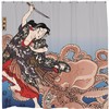 Battling The Octopus Shower Curtain with Shark and Octopus Print