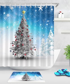 Baubles And Snowflakes Christmas Tree Shower Curtain For A Festive Bathroom