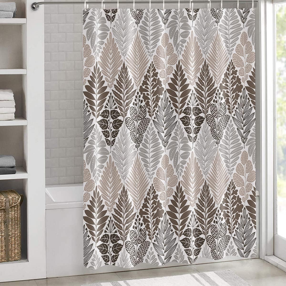 Bay Leaf Palm Leaves Seamless Style Spring Botanical Fabric Shower Curtain