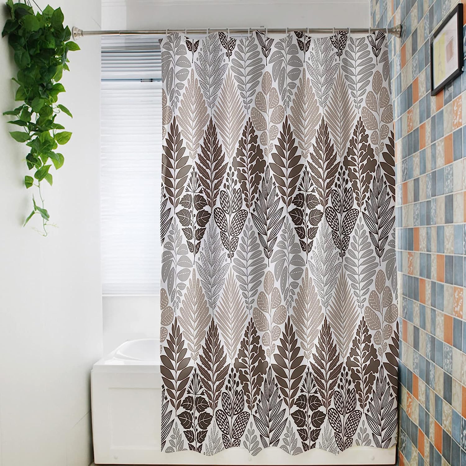 Bay Leaf Palm Leaves Seamless Style Spring Botanical Fabric Shower Curtain