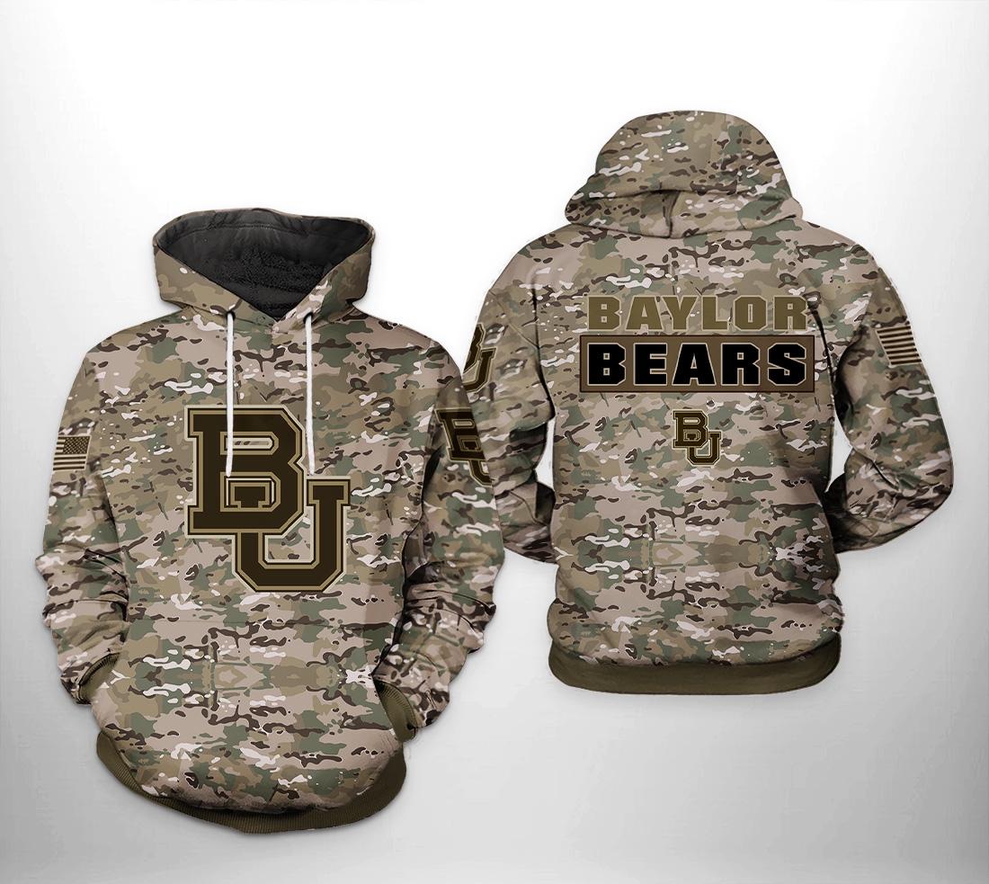 Baylor Bears Camo Veteran 3D Hoodie - Show Your Patriotism