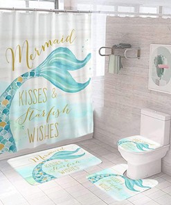 Be A Mermaid And Make Waves Kisses Wishes Tail Shower Curtain Set