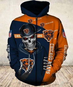 Be The Envy Of Your Friends With This Cute And Deadly Chicago Bears All Over Print 3D Zip Hoodie