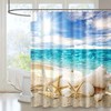 Beach Creature PuzCub Shower Curtain Set, Starfish Shell Waterproof Fabric for Nautical Bathroom Decor