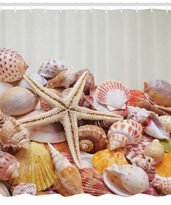Beach Home Decor Seashells and Starfish Shower Curtain for a Charming Country Look