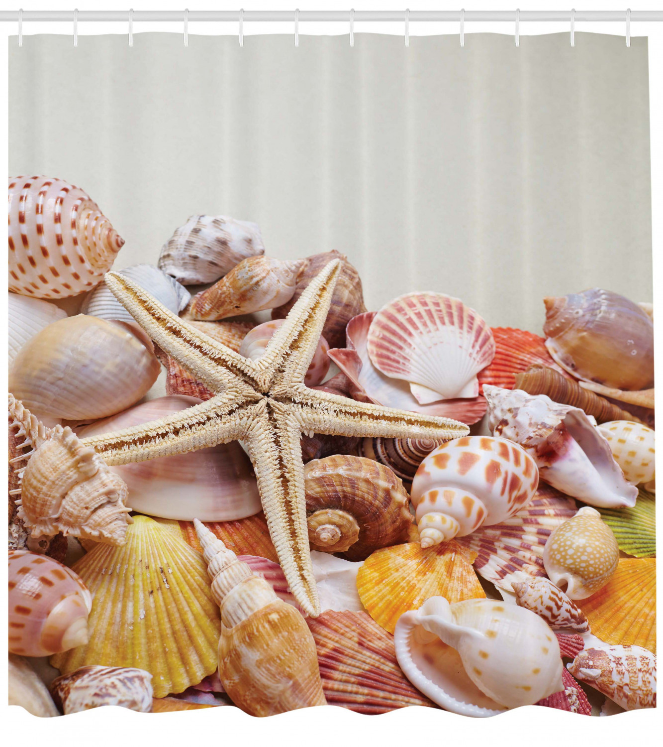 Beach Home Decor Seashells and Starfish Shower Curtain for a Charming Country Look