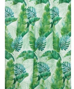 Beach House Shower Curtain With Tropical Green Palm Leaves For Summer