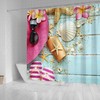 Beach House With Ocean View Shower Curtain, Home Artwork Bathroom Decor With Tropical Sand