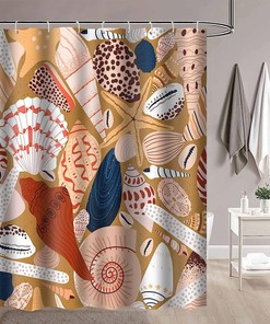 Beach Ocean Seashell Starfish Conch Shower Curtain - Nautical Bathroom Decor