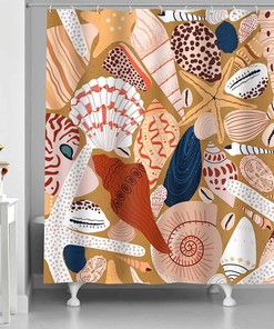 Beach Ocean Seashell Starfish Conch Shower Curtain - Nautical Bathroom Decor